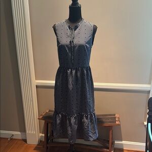 Draper James Navy and White Midi Dress